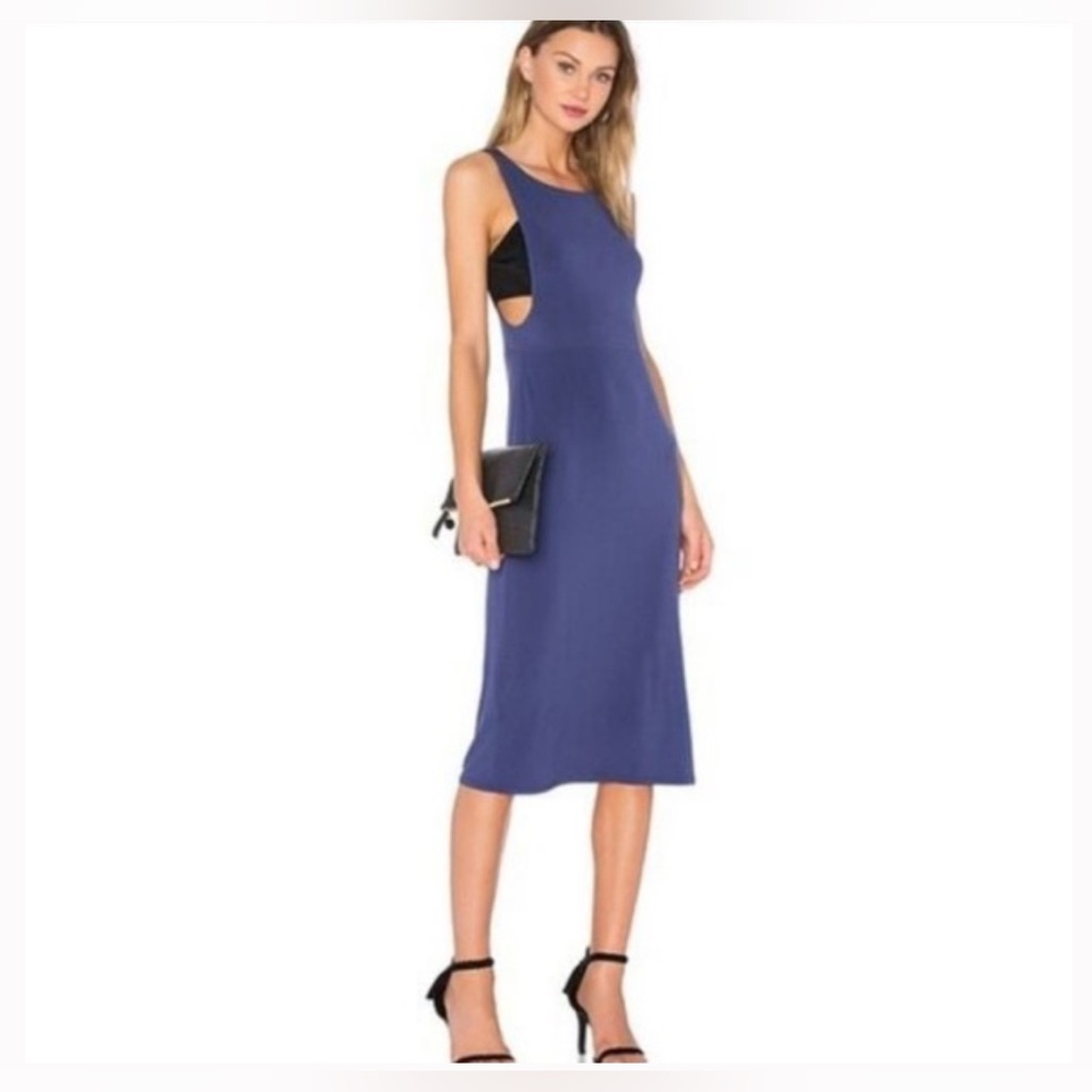 BCBGeneration Navy Blue Midi Dress With Cut Out Sides and slit